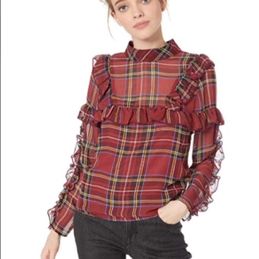 BB Dakota Tartan Plaid Blouse NWT
